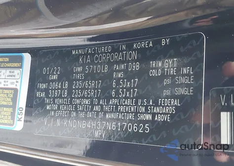 2022 Kia Carnivalxe z USA, uszkodzony, nr VIN KNDNB4H37N6170625